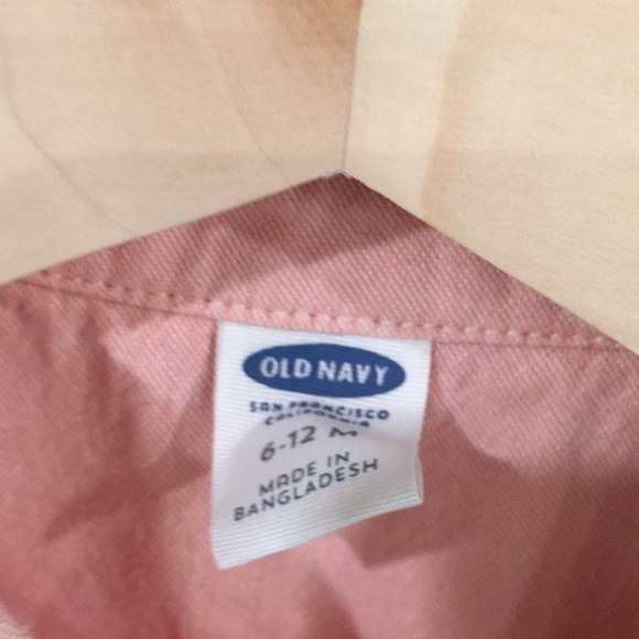 Old Navy Baby Boy Sz 6-12M Salmon Chambray Button Shirt 100% Cotton - Picture 3 of 10